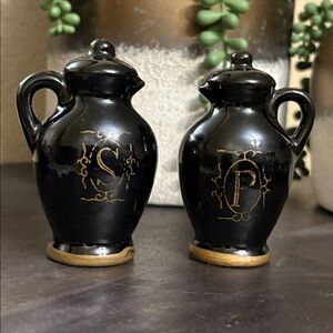 Vintage Retro Ceramic Salt & Pepper Shakers Brown Figural Set